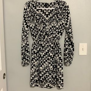 Black and white wrap dress